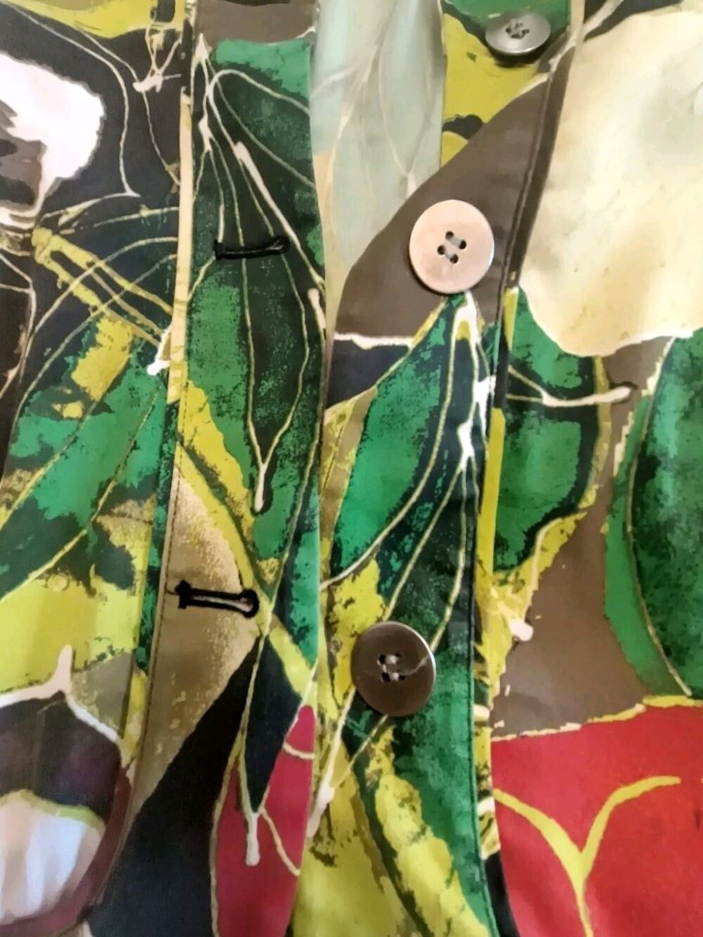 Chicos Women Size 3 Green Floral Button Front Long Sleeve Collared Jacket - Picture 13 of 14